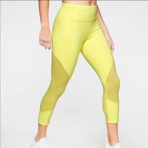 Athleta Yellow Mesh Contender Capri Leggings SZ XS